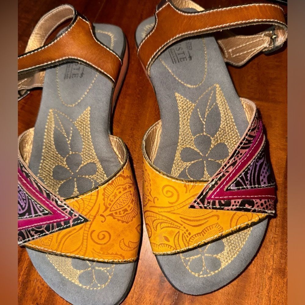 L'ARTISTE New Spring Step Goldencam Leather Sandal 40 US 9